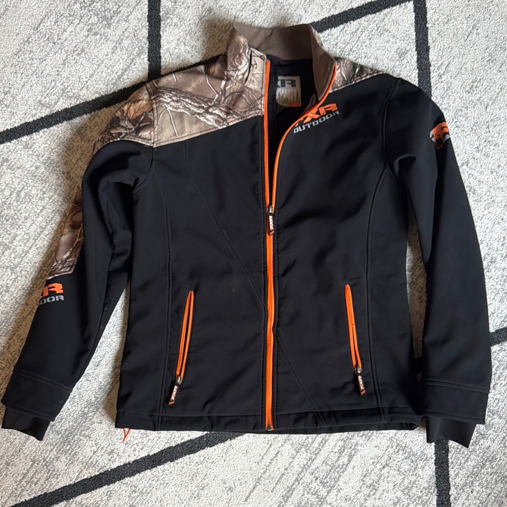Black and Orange Utility Jacket for Women